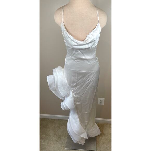 Retrofete Kaitlin Ruffle High Low Cutout White Maxi Dress Size Small - Picture 4 of 14